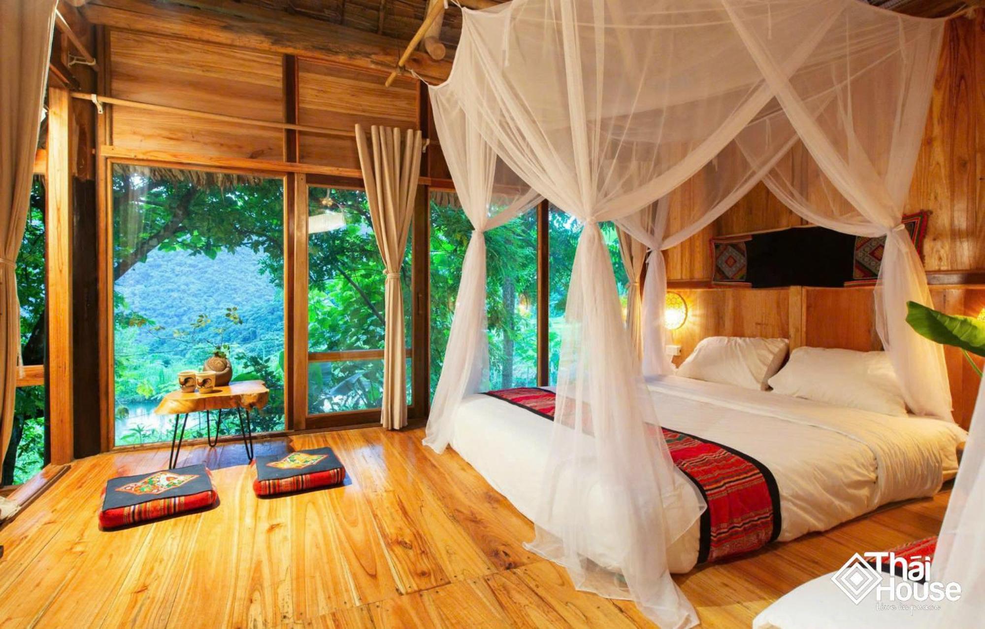 Thai House Pu Luong - Century Old Stilt House With Terrace Views Huong Ba Thuoc Exteriör bild